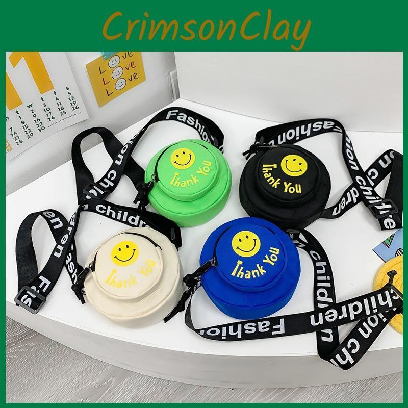 Smiley Face Cartoon Printed Backpack Canvas Shoulder Bagfor For Girls Boys And