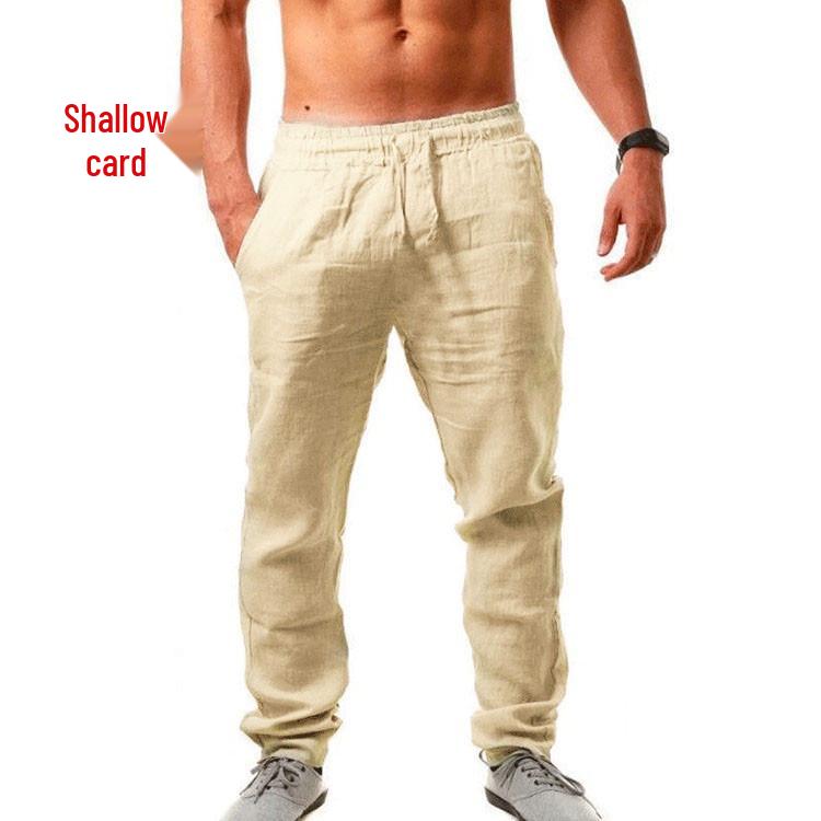 European & American Men's 9-Color Summer Hip-Hop Breathable Linen Loose Fit Plus Size Casual Sports Pants.