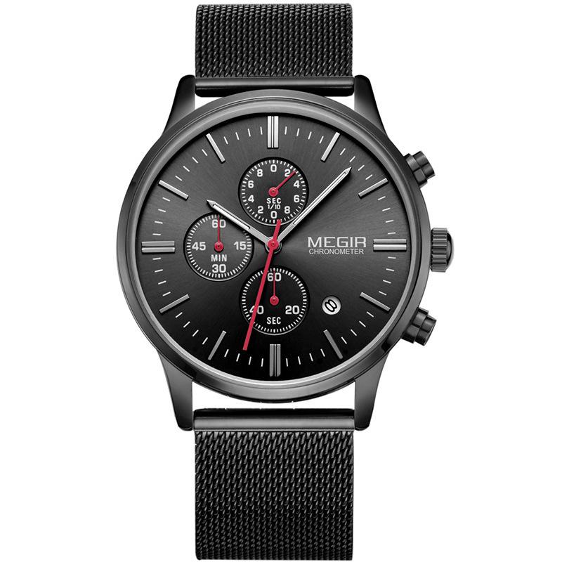 Canvas Strip Steel Mesh Belt Watch Multi-Function Chronograph Men'S Quartz Watch Waterproof Men'S Watch 2011