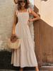 Summer Women's Solid Backless Spaghetti Strap Long Dress