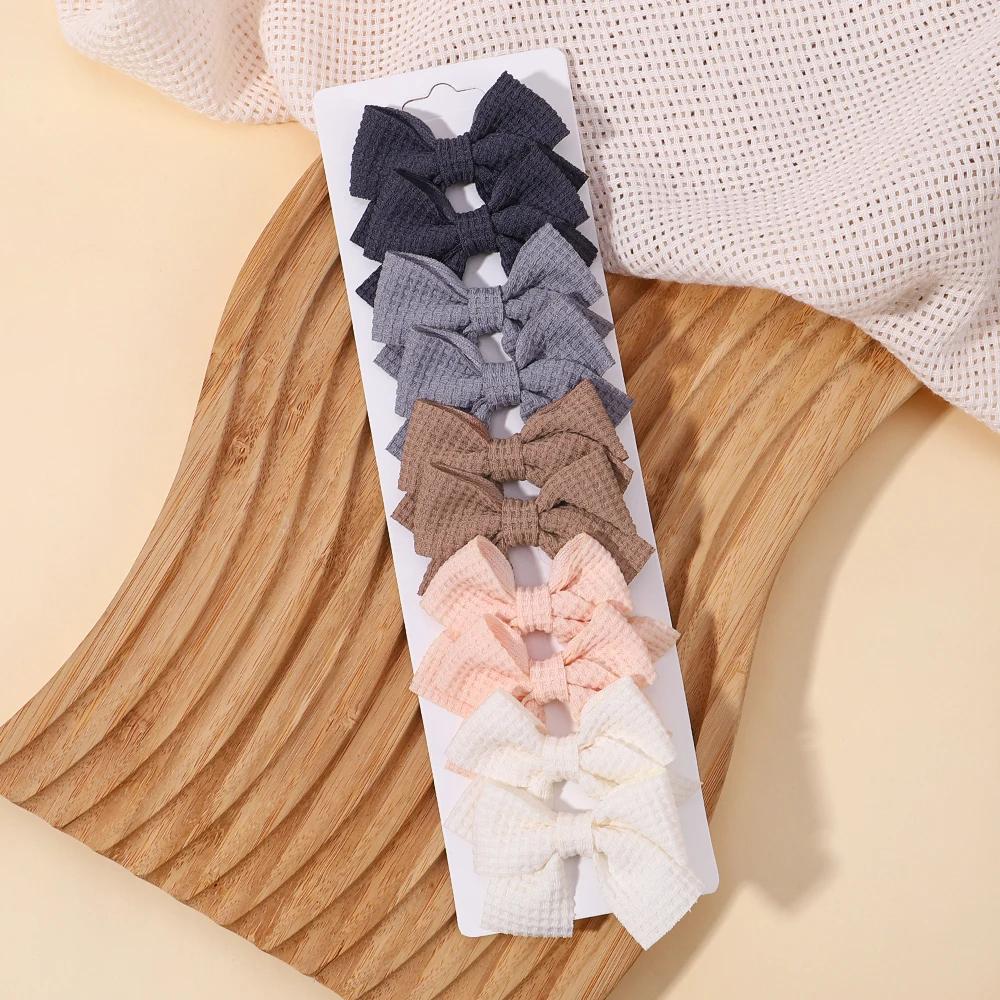 10Pcs/lot Kids Solid Color Ribbon Baby Bows Hair Clips for Baby Girls Handmade Bowknot Hairpin MiNi Barrettes Hair Accessories