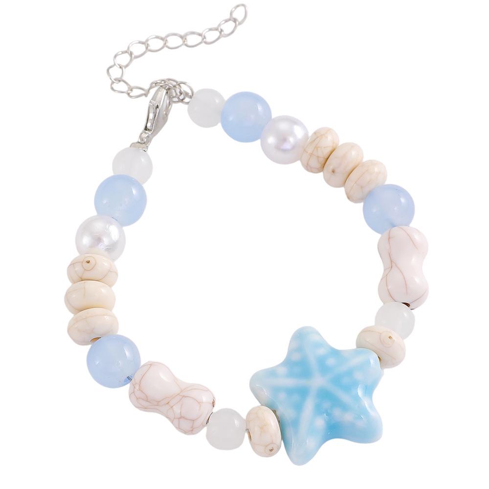 European High-End Seashell & Starfish Beaded Women's Ocean Style Bracelet