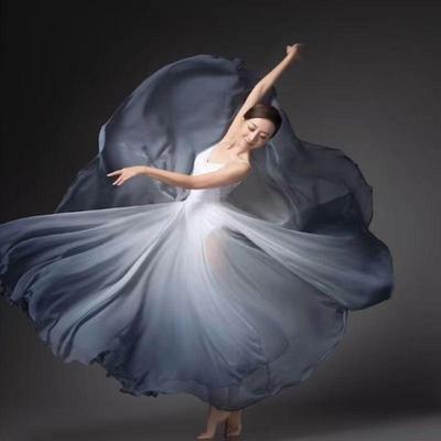 Gonna da allenamento per danza moderna classica etnica da donna, primavera ed estate, elegante gonna da spettacolo, avvolgente ed eterea, a 720 gradi