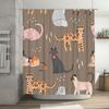 Modern Cartoon Cat Print Shower Curtain for Bathroom Decor Neutral Color Waterproof Fabric Decoration Home Supplies