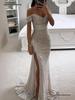 Europäisches & Amerikanisches One-Shoulder Pailletten-Schlitzkleid - Damen Freizeit Party Mode