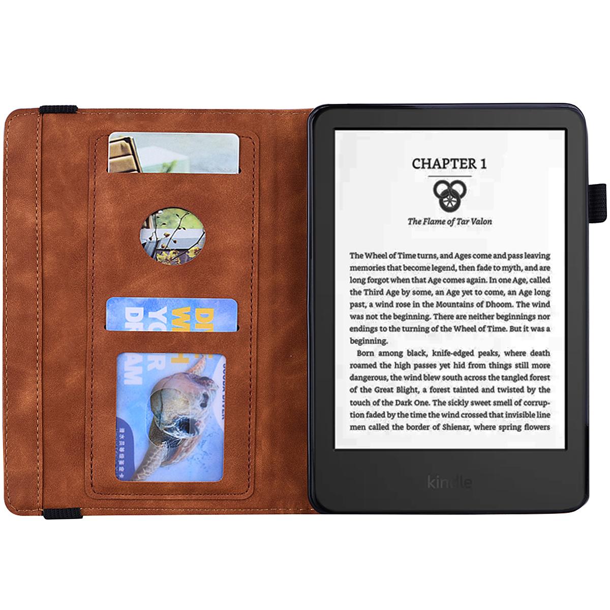 

For Amazon Kindle Paperwhite (2024) Case Flower Pattern Leather Tablet Cover Pink