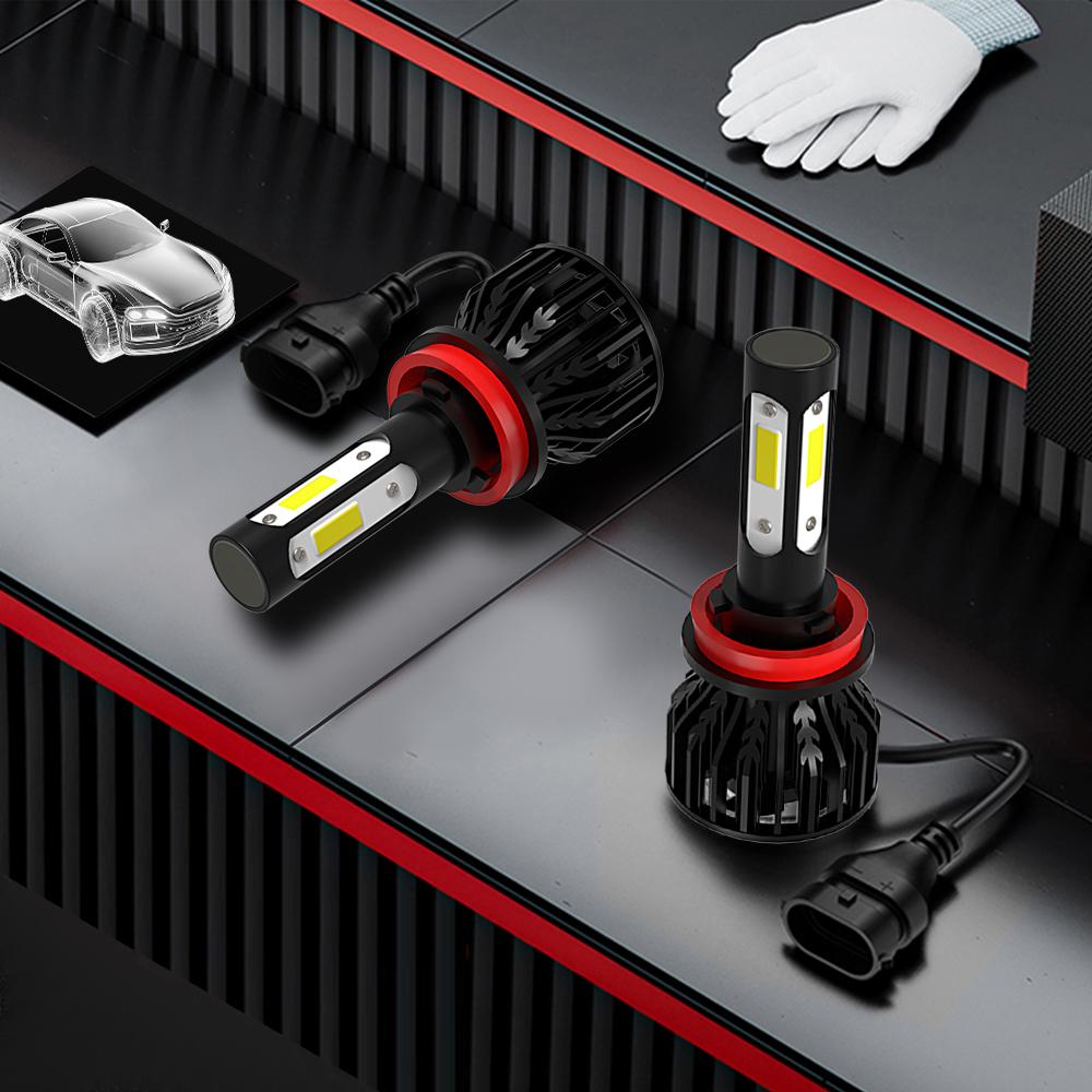 Roadsun 2pcs LED Bulb 9005/HB3 9006/HB4 9007 H4 H7 H11 H13 Bulbs 27000LM 180W 6000K White 4 Side COB Chips High Low Beam