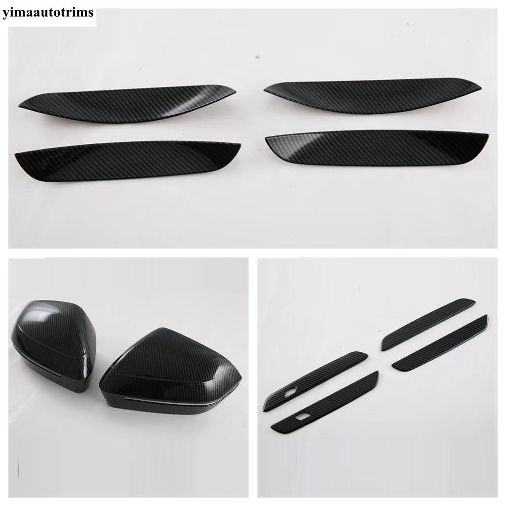 Rearview Mirror Cap / Door Handle Bowl Frame Decoration Cover Trim ABS Carbon Fiber Accessories For BMW 5 Series G60 2024 2025