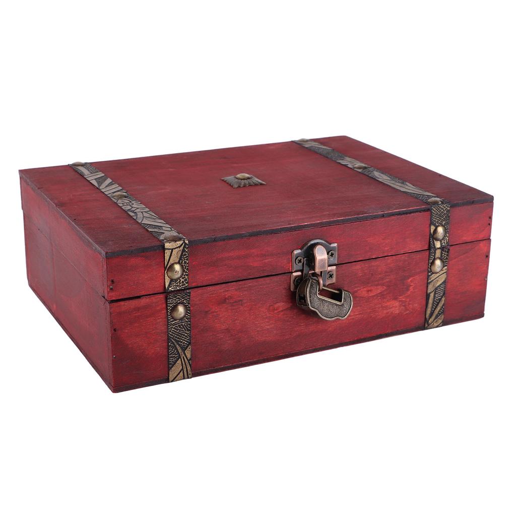 Schmuckkästchen Retro Alltagsbedarf Desktop-Aufbewahrung mit Schloss Schmuck Holz Geschenkbox