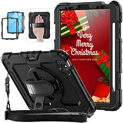 Kickstand Shockproof Case For iPad Pro 11 12.9 M2 2022 2021 2020 Cover iPad 12.9 Pro 3 4 5 6+PET Screen Protector+Shoulder Strap