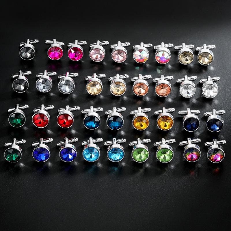 Gemelli creativi europei e americani Amazon nuova serie di cristallo materiale in lega semplice decorazione per gemelli da manica di camicia francese
