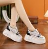 Fashion 9CM Air Mesh Micrifiber Leather Summer Chunky Sneakers Breathable Casual Platform Wedge Hollow Women Vulcanize Shoes