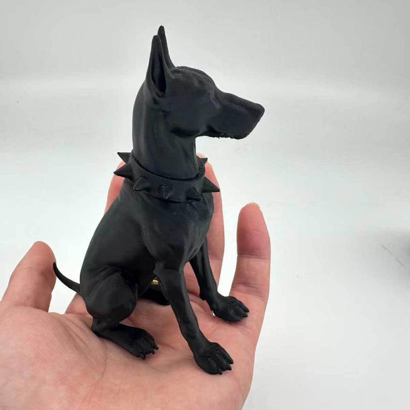 Lifelike Sitting Doberman Pinscher Figurine Exquisite Cool Dog Statue for Car Dashboard Desk Bookshelf Home Decor Holiday Gift