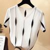 Frauen Frühling Sommer Stil Gestrickte Pullover Pullover Dame Casual Patchwork V-ausschnitt Kurzarm Pullover Strick Tops