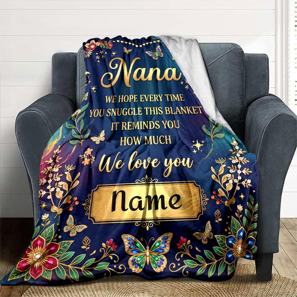 Nana'S Love Blanket Blanket Personalized Name Soft Warm And Versatile For Sofa Bed Office And Travel Machine Washable Comfortable In All Seasons Best