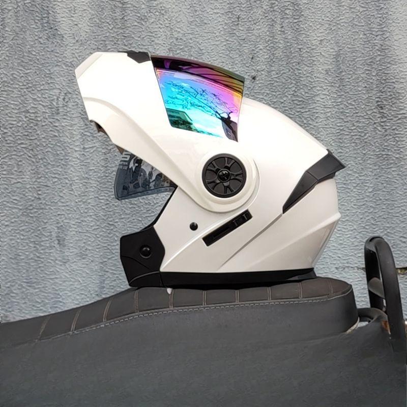 Double Lens Bluetooth Helmet Electric Car Helmet for Men and Women Summer Helmet Takeaway Helmet for All Seasons