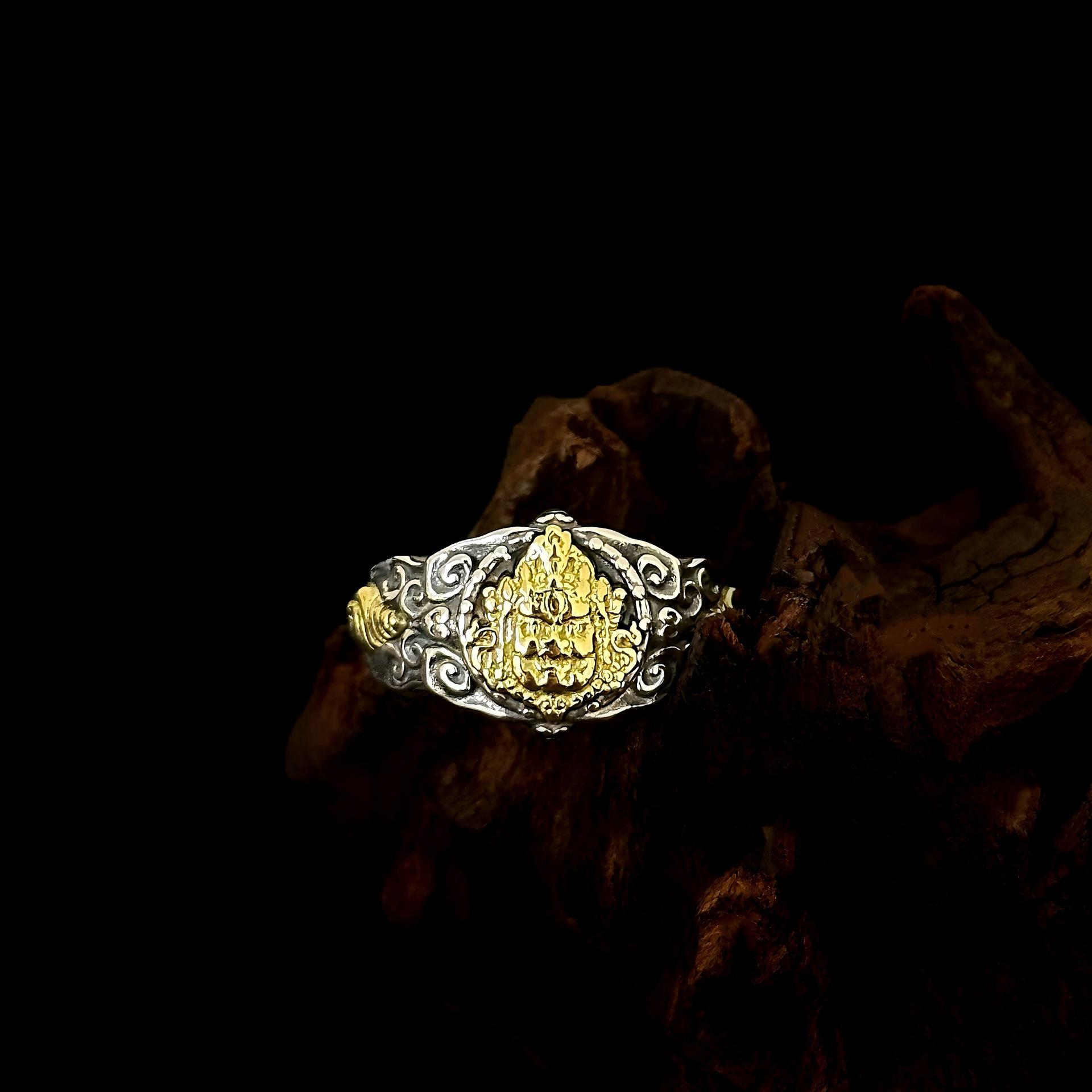 

Adjustable S925 Sterling Silver Thai Zakhiram Yellow God of Wealth Ring - Unisex Ethnic Style