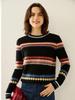 Women's Retro Jacquard Cashmere Knitwear: Color Block Round Neck for Autumn/Winter