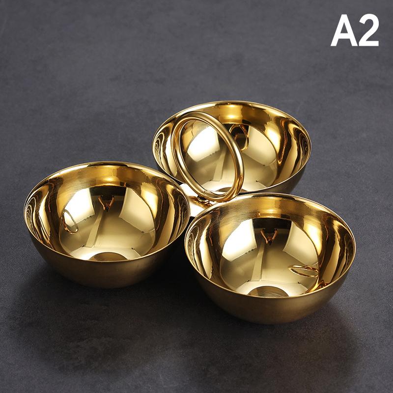 3-Compartment Stainless Steel Snack Plate Round Sauce Dish with Compartments Restaurant Serving Tray Home Decor