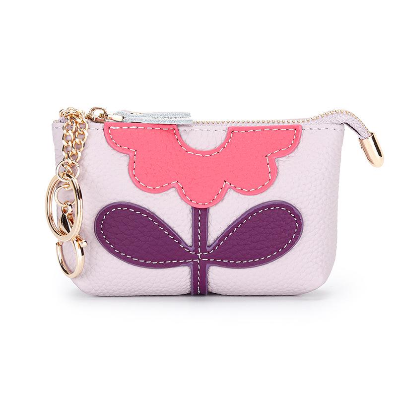 Women's Colorblock Floral Coin Purse - Cute Zipper Pouch for Change, Keys & Cards, Red Envelope Design