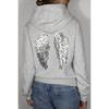 Womens Casual Tracksuit Set With Sequin Wing Embroidery Solid Color Hoodie Pants Streetwear Outfit