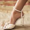 Fashion Star Style Luxury Pearls Crystal Peep Toe Women Sandals Fashion Summer High Heels Gladiator Sandals Wedding Party Bridals Shoes