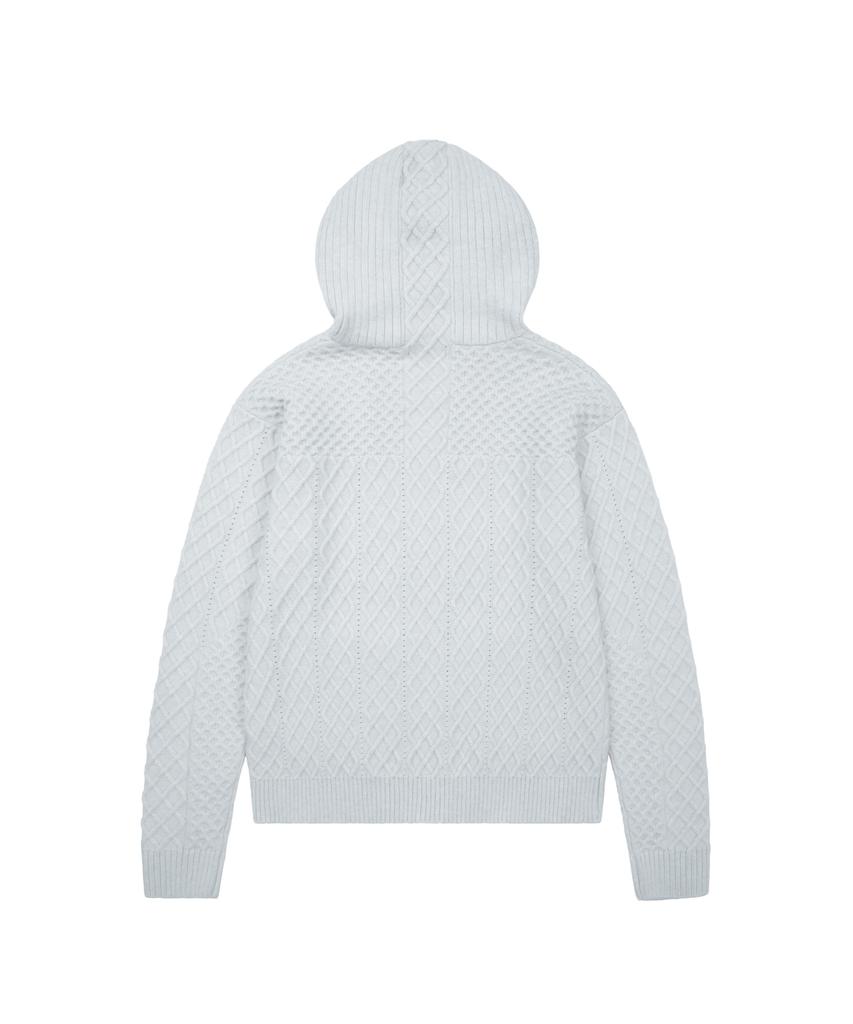 AAKAM Cable Knitted Zip-Up Hoodie (Gray)