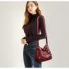 Shoulder bag women's foreign trade new fashion versatile double-layer messenger bag Korean version large-capacity washed leather small bag