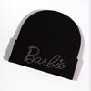 Solid Fashionable Color Knitted Hat With Alphabet Rhinestone Decor For Daily