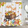 Fall Maple Leaves Shower Curtains Rustic Farm Sunflowers Pumpkins Haystacks Autumn Thanksgiving Fabric Bathroom Decor With Hooks
