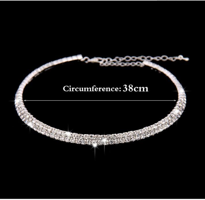 3pcs/set Rhinestone Crystal Choker Necklace Earrings and Bracelet Wedding Jewelry Sets Jewelry Sets for Women 2023