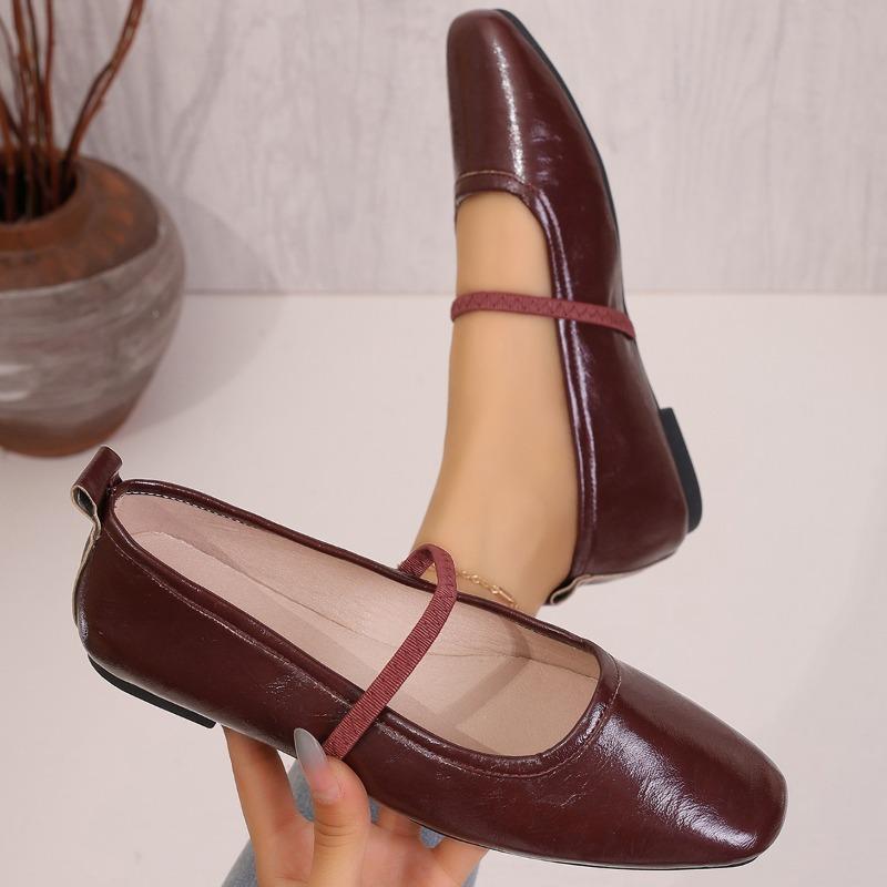 Lightweight Plus Size Flats Autumn New Square Toe Shallow Mouth Soft Leather Soft Sole Non-slip Low-top Single Shoes