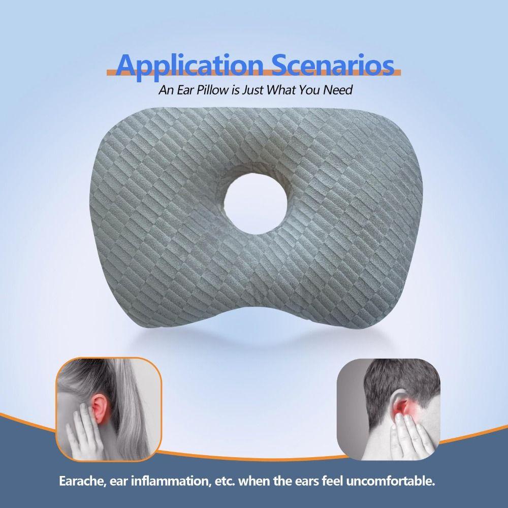 Ergonomic Curved Side Sleeping Pillow Cotton Filling Pillow with Ear Hole  for Ear Pain Relief