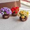 Rose Crochet Coasters With Plant Pot Handmade Knitted Flower Bouquet Coaster Coffee Table Cupmat Placemat Home Office Decor