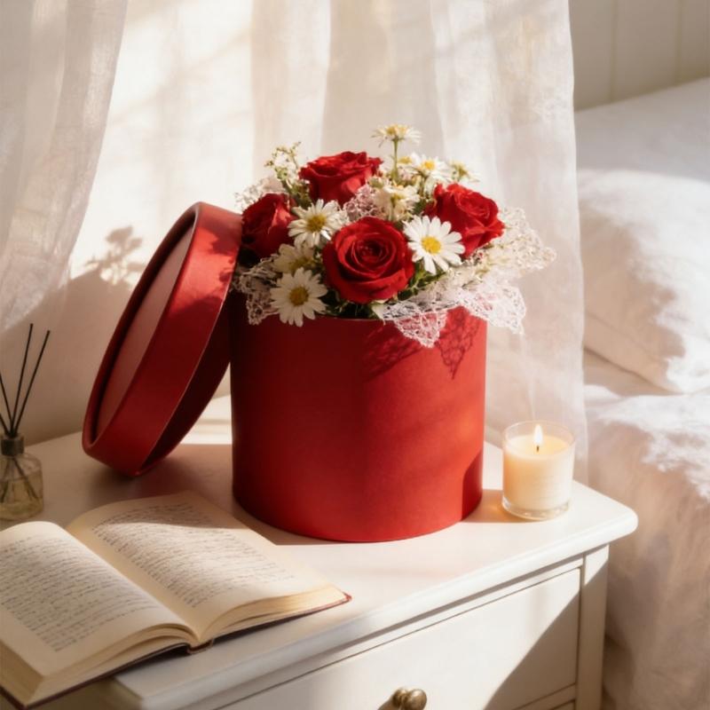 Small Flower Bouquet Packaging Box Round Cardboard Gift Box with Cover for Gift Wrapping And Home Decoration Enduring