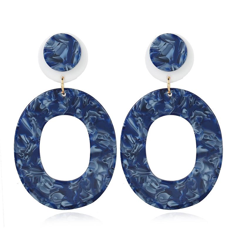 

Простые акриловые серьги-овалы с геометрическим дизайном из смолы синий