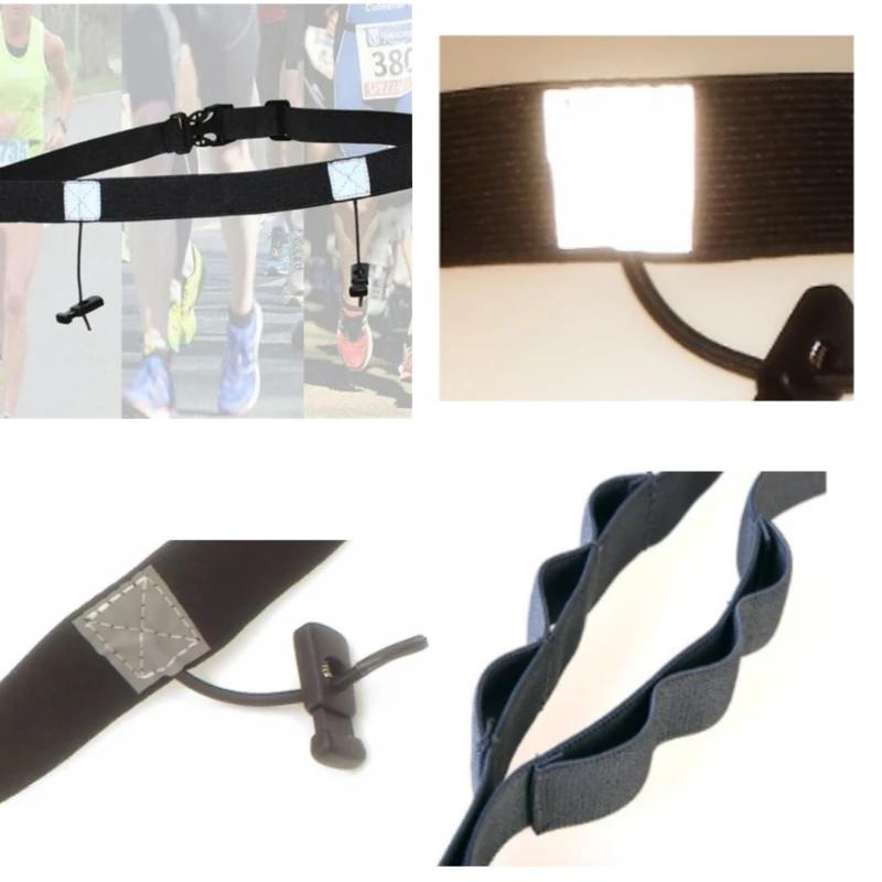 Cinturón con número para correr, riñonera para correr, porta dorsales para triatlón, maratón, ciclismo, motor con 6 presillas de gel, accesorios deportivos para fitness
