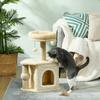 Cat Tree 66 cm Height Cat Tower with Bed Cave Platform Hanging Ball and Jute Post Beige