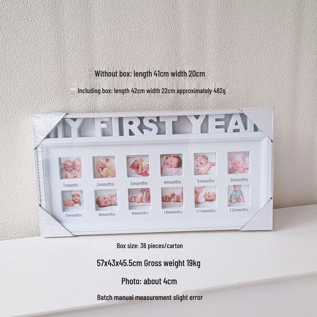 Baby & Child Growth Milestone Photo Frame - Wall Hanging & Tabletop Display, Plastic 'First Birthday' Commemorative Frame