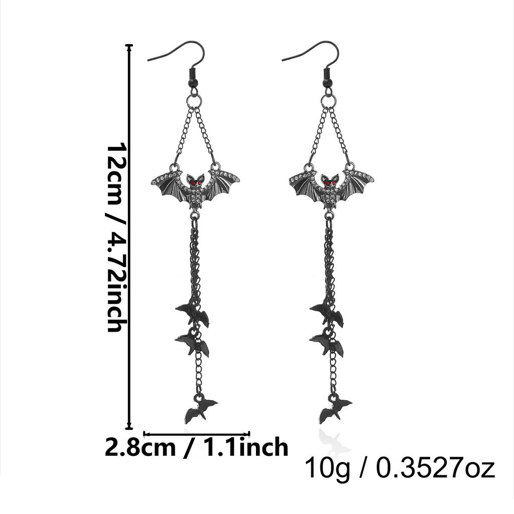 New Design Sweet Cool Black Bowknot Spider Dangle Earring for Women Gothic Spider Web Bat Long Tassel Earring Halloween Jewelry