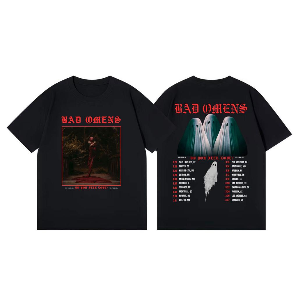 Bad Omens Do You Feel Love Tour 2026 Grafiska T-shirts Gotisk Vintage Kortärmad T-shirt Herr Dam Mode Casual Lös T-shirt