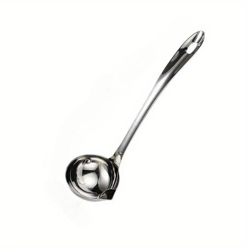 

Stainless Steel Multi-Functional Colander Spoon with Two-Compartment Design & Ergonomic Handle - Heavy-Duty Soup Ladle