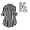 Women Fall Shirt Contrast Color Striped Print Long Sleeve Turn-down Collar Single-breasted Buttons