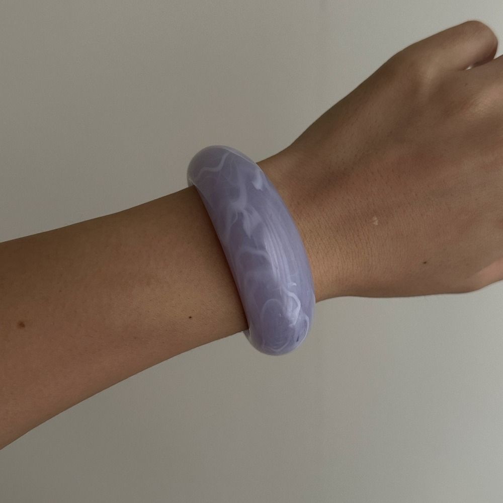 Bohemian Acrylic Open Bangle Solid Color Retro Hand Ring Exaggerated Cuff Wide Bracelet Women