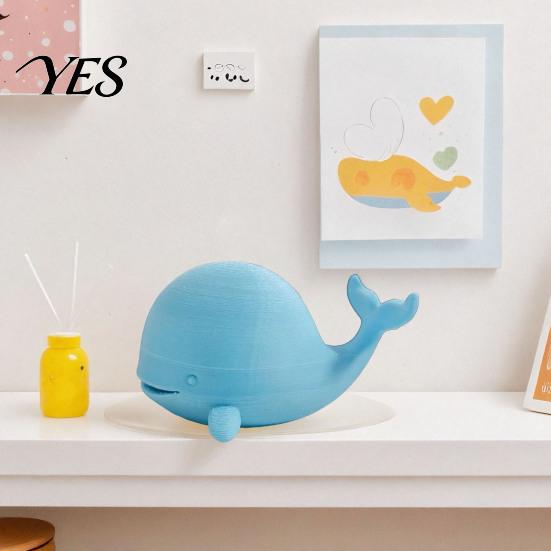 Cute Mini Whale Statue Figurine, 3D Printed Ornament Desktop Figurine Decoration, for Office Home Desk Tiny