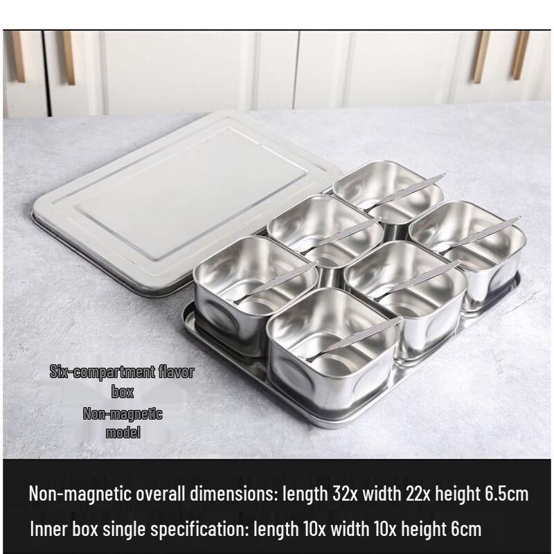 OEING Stainless Steel Multi-Compartment Seasoning Storage Box