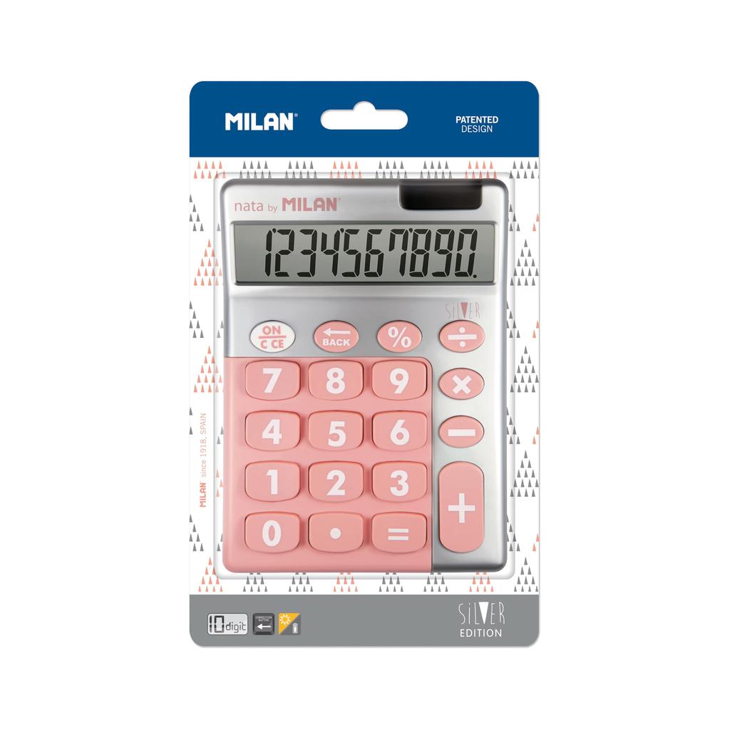 Milan Big Key MLN159906SLPBL 10-Digit Calculator, Silver/Pink,