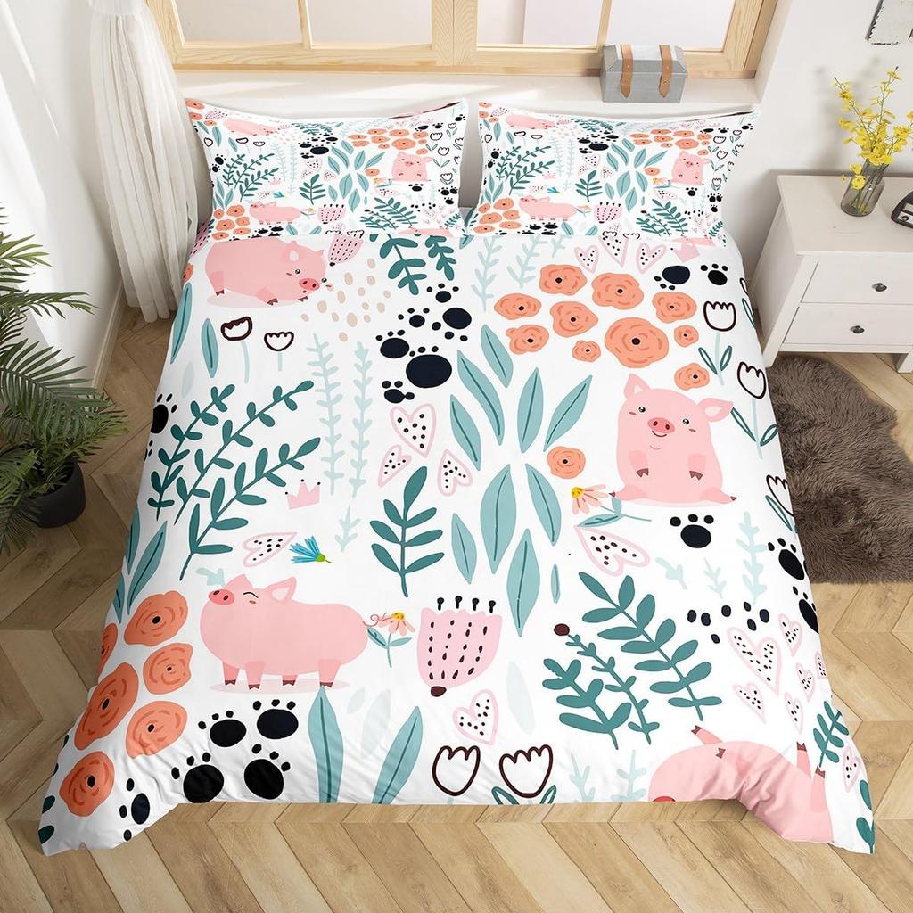 Cartoon Animal Duvet Cover Queen King Size Cute Animal Quilt Cover Bedding Set For Kids Girls Boys 3 Pcs With 2 Pillowcases