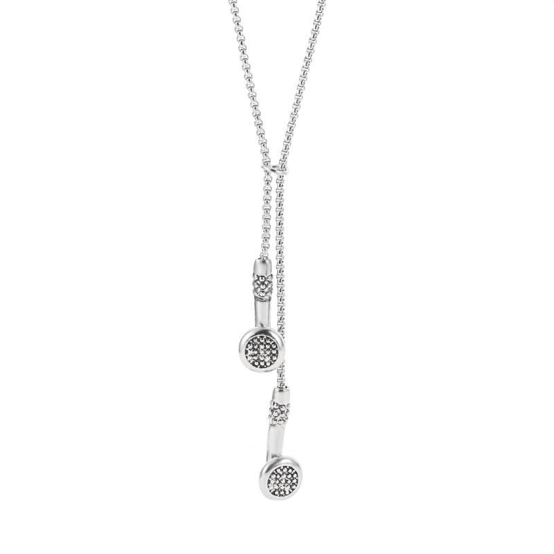 Rhinestone Inlaid Earphone Pendant Necklace Trendy Hip Hop Decor Gold Silver Options for Hip Hop Fans Collection Gift