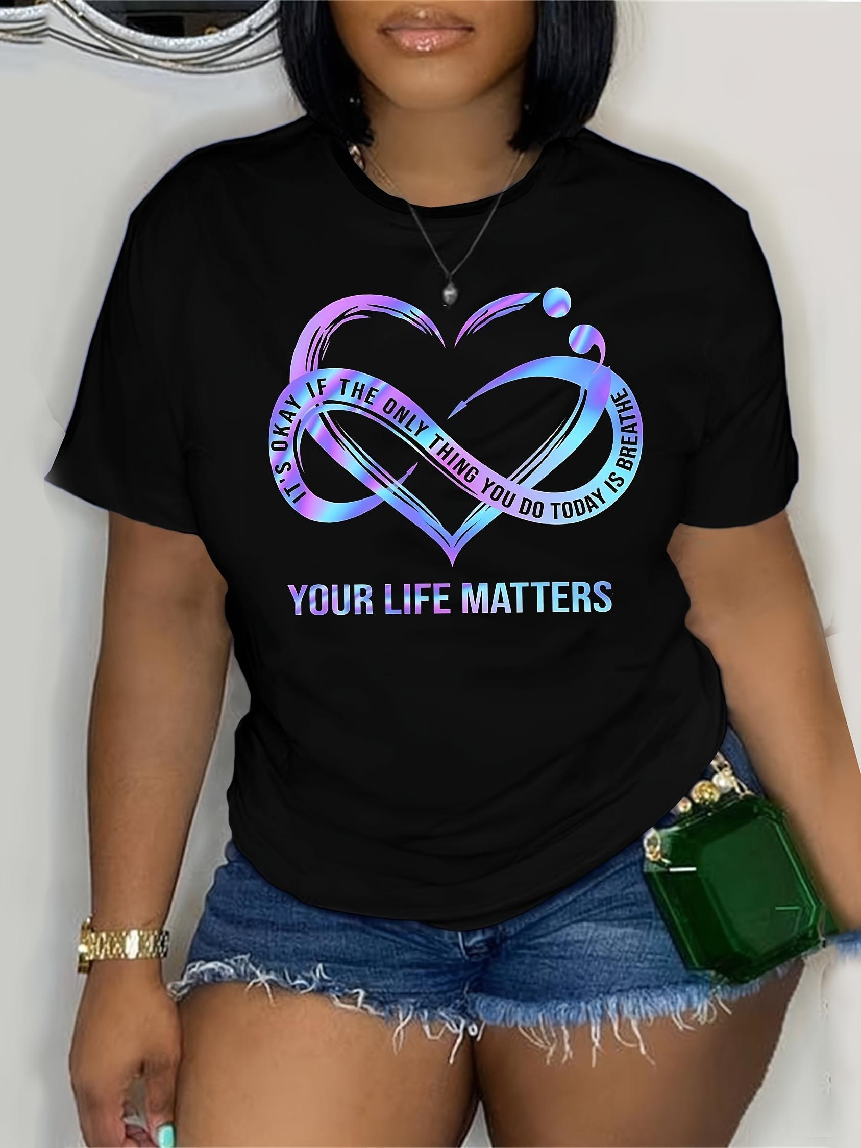 Plus Size, Women s Plus Size Casual Printed Short Sleeve T-Shirt S
